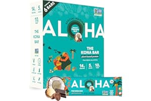 ALOHA Organic Plant Based Protein Bars | The Kona Bar - Special Edition | 6 Count, 1.98oz Bars | Vegan, Low Sugar, Gluten Free, Paleo, Low Carb, Non-GMO, Stevia Free, Soy Free, No Erythritol