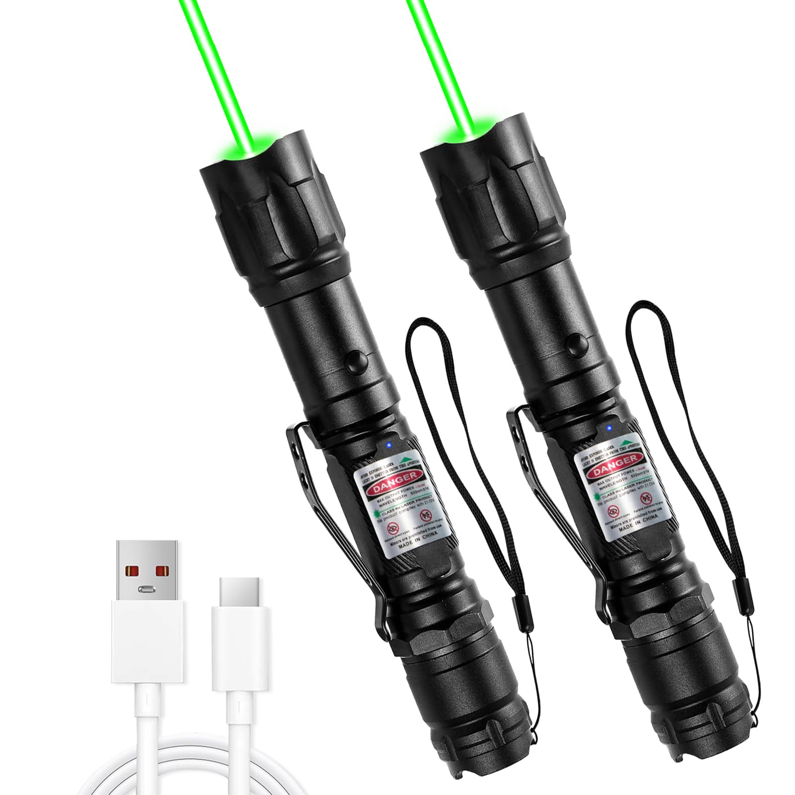 Photo 1 of [2 Packs] Rechargeable Professional Green Laser Pointer High Power Green Beam Laser Light Long Distance Range For TV/LED/LCD Screens Tactical Flashlights Presentation Office/Outdoors/Astronomic [002]