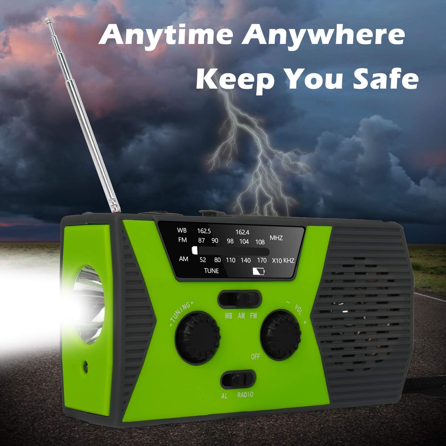2020 Upgraded Emergency Solar Hand Crank Radio, RegeMoudal Hand Crank AM/FM/NOAA Weather Radio with Flashlight, Reading Lamp, 2000mAh Power Bank,USB Cell Phone Charger and SOS Alarm: Home Audio & Theater