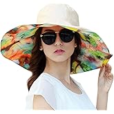 Large Brim Floral Reversible Sun Hat Outdoor Travel Foldable Floppy Beach Hat