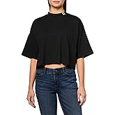Hugo Womens Stacked Logo Cropped T-Shirt