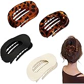 4 Pcs Set Flat Hair Clips for Women - Round Flat Claw Clips Strong Hold Lay Down Claw Clamps Hair Barrettes Alligator Clip- Simple Elegant Duckbill Hair Clip for Thick Thin Hair-B