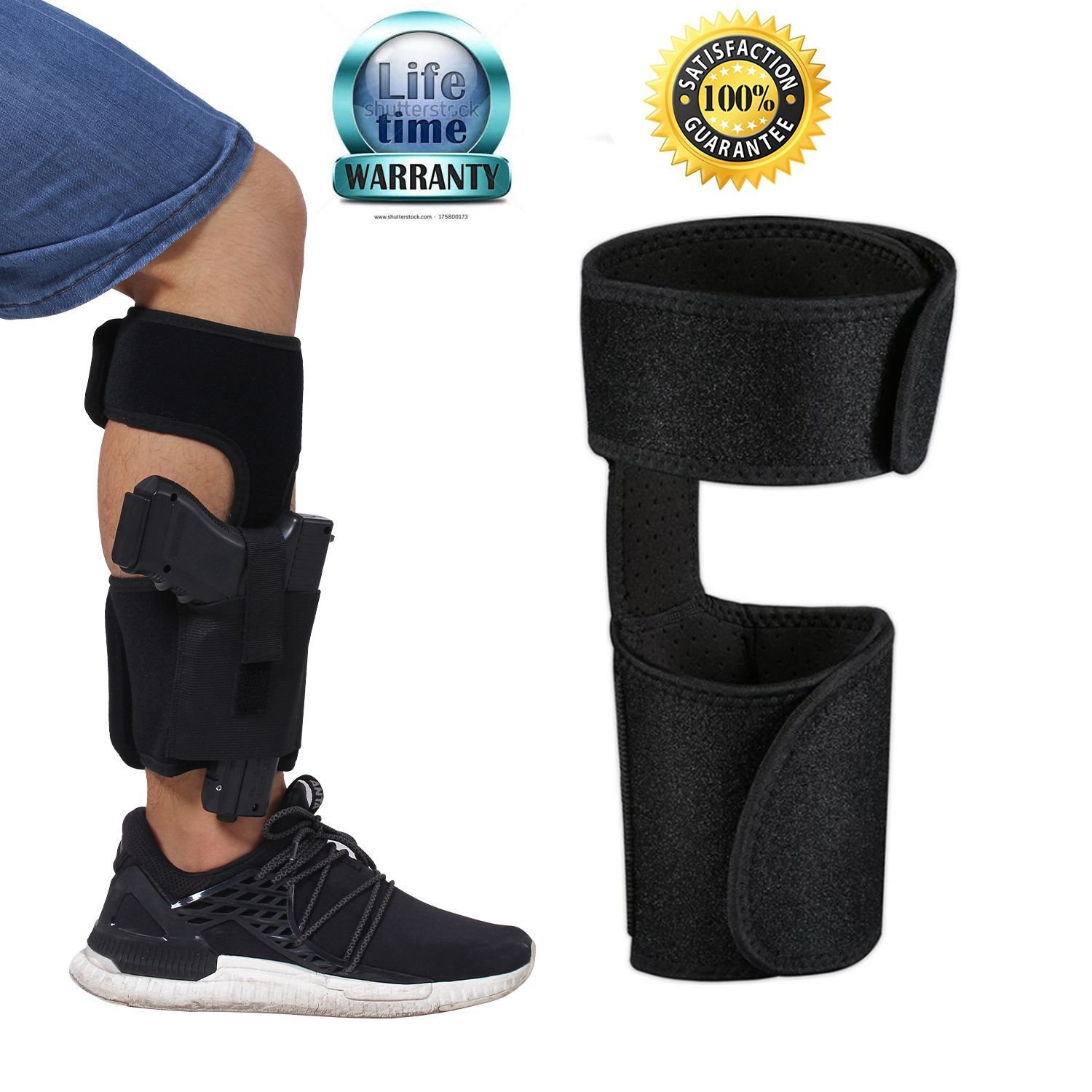 XIAOYI Ankle Holster for Concealed Carry Pistol/Handgun with Adjustable Elastic Secure Strap, Gun Holsters Suitable men and women For Glock 42, 43, 36, 26, S&W Bodyguard .380.38, Ruger LCP, LC9