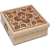 Flower and Leaves Floral Pattern Tile Square Rubber Stamp for Stamping Crafting - 2.75in Large