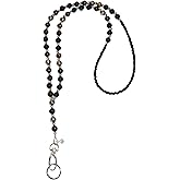 Hidden Hollow Beads Slim Style Women's Fashion Beaded Lanyard, 34" Jewelry Lanyard for ID Badge Holder and Keys (Tigers Eye - Non Breakaway - Stronger)