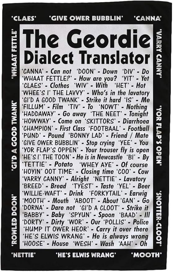 personalised4u Geordie Dialect Translator Tea Towel 100 Cotton