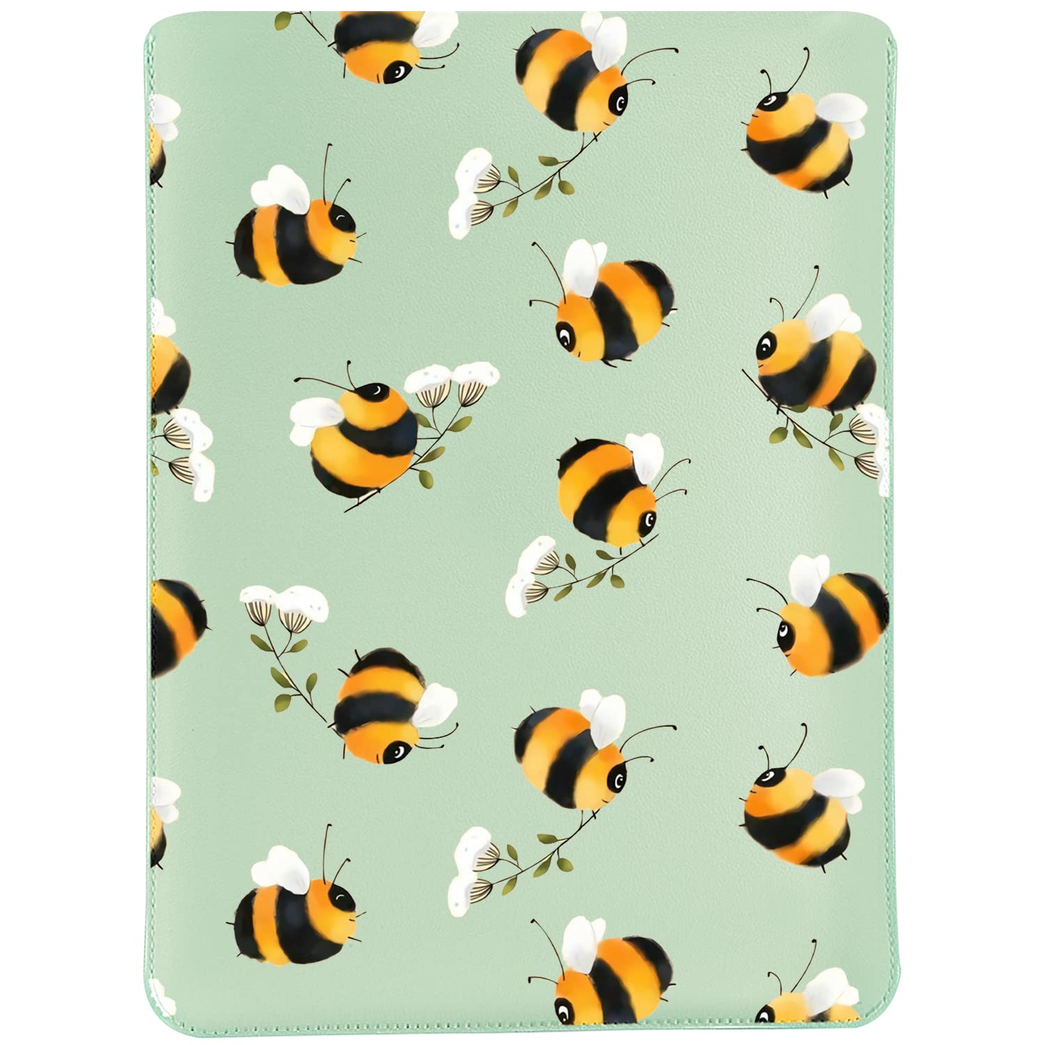MAYCARI Cute Cartoon Bee Laptop Sleeve Bag 12-13 inch, Slim Light Weight Fuax Leather Protective Computer Cover Compatible with iPad 12.9" MacBook Pro 13"(2016-2020) MacBook Air 13"(2018-2020)