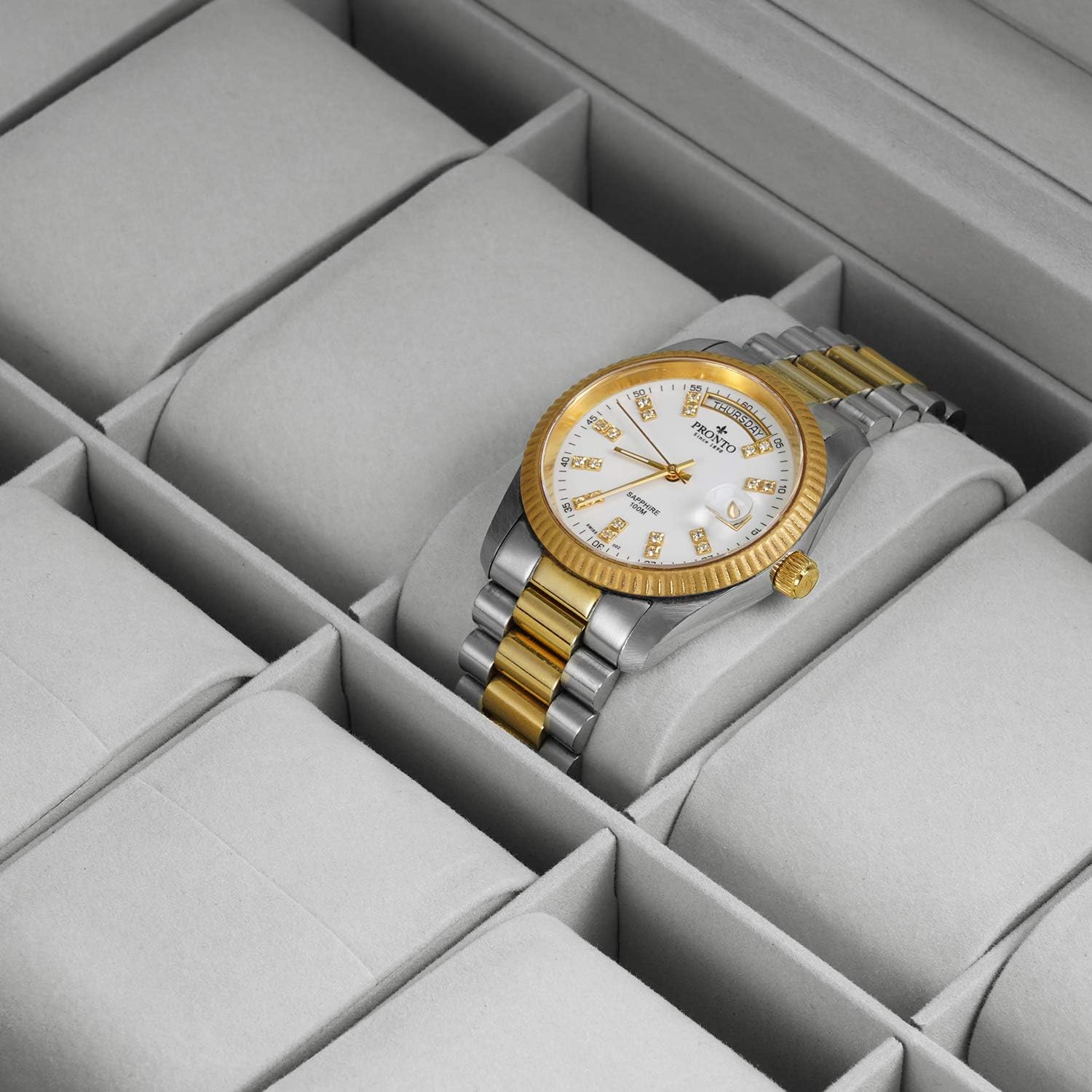 Hossejoy Leather Watch Box 12 Mens Watch Organizer with Jewelry Display Drawer Lockable Watch Case Organizer, Black: Home Improvement