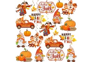 M AMFEOV 36 Pcs Fall Classroom Decorations, NO-DIY Hello Fall Thanksgiving Hanging Decorations for Harvest Pumpkin for Party