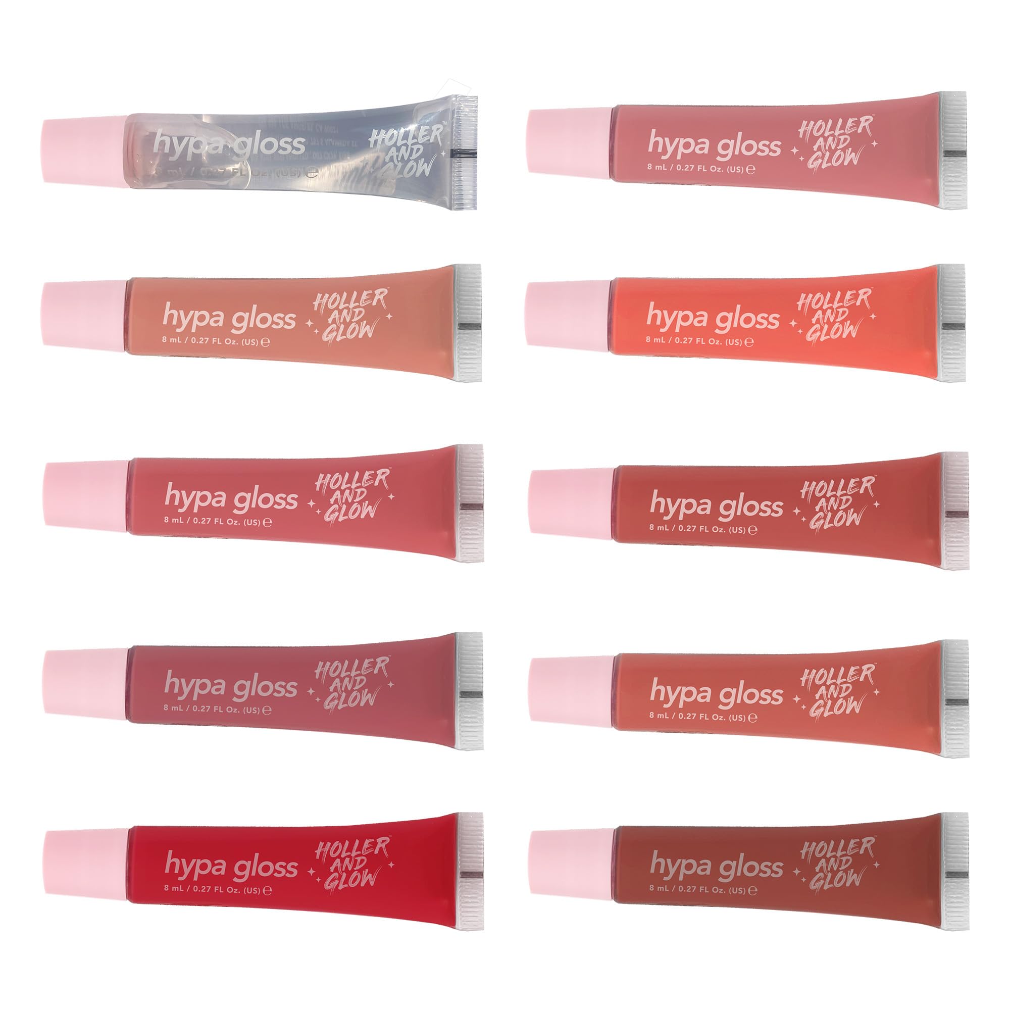 Holler And Glow Gift of Gloss Lip Gloss Set,10 Piece High Shine Lip Gloss Collection, Assorted Shades, Vegan, Cruelty Free, Hydrating, Non Sticky, Makeup Gift Set for Her, Teens & Girls