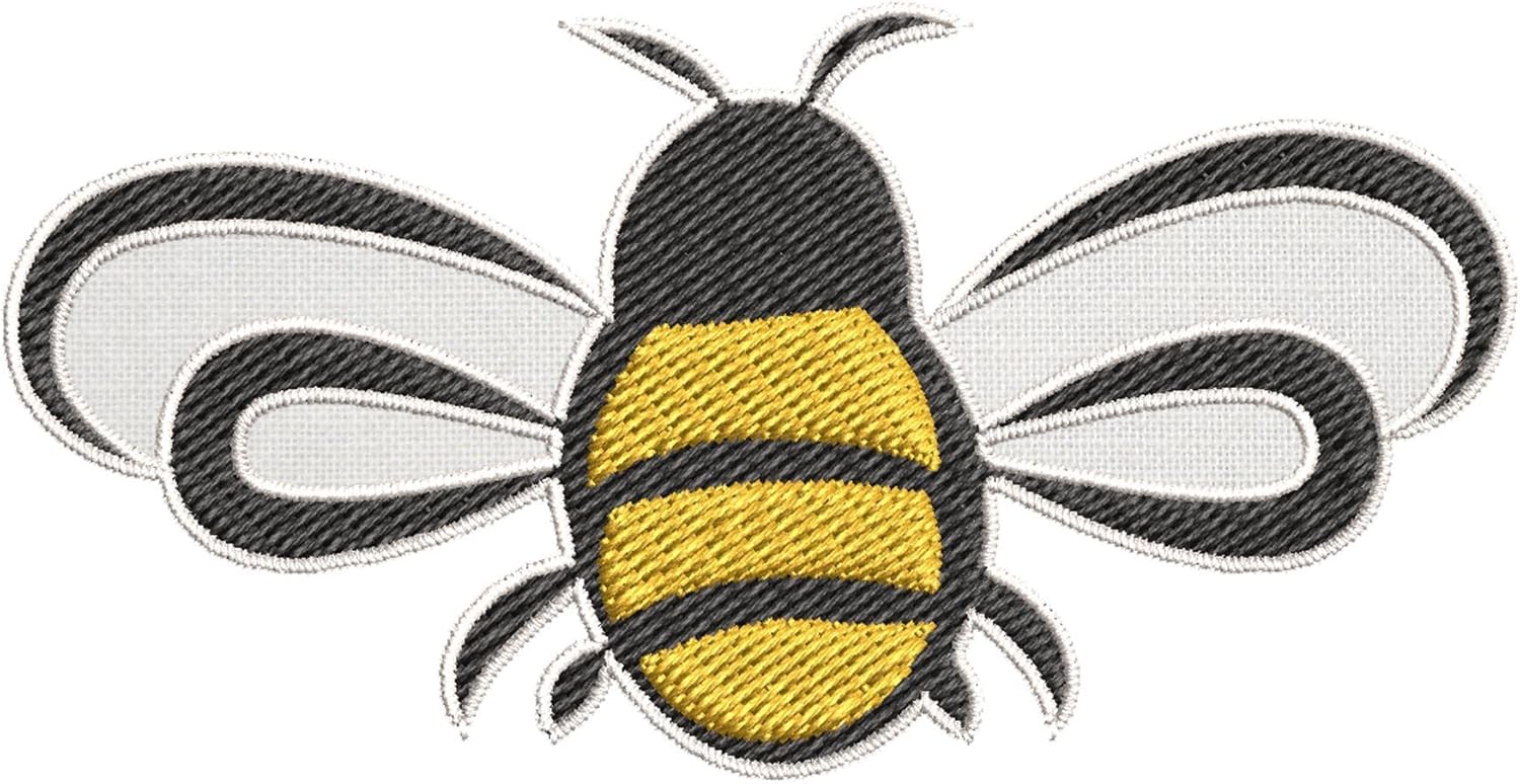 Mixed Media - Bumble Bee Insect Flying Patch Embroidered Iron-on/Sew-on Decorative Embroidery Applique Clothing Vest Jacket Premium Stitching Nature Wild Animals Travel Souvenir Garden Wild Flowers