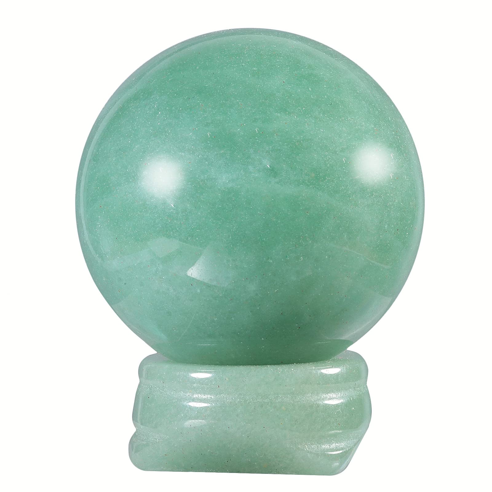mookaitedecor Natural Green Aventurine Crystal Ball Sphere with Stone Stand, Polished Carved Stone Figurine for Office Desk Top Home Decor Feng Shui, Sphere Diameter 1.5”