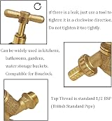YAAVAAW Outdoor Garden Tap Kit 1/2 Inch BSP Brass Wall Plate Fixture view 4