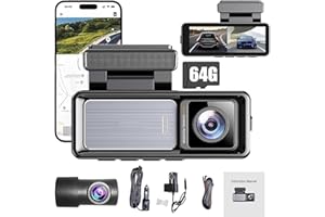 Dashcam Pro 4k with 64GB Card, Dash Cam Front and Rear Wireless, Dashcam WiFi/App Control Car Camera Dash Cam with Reversing 