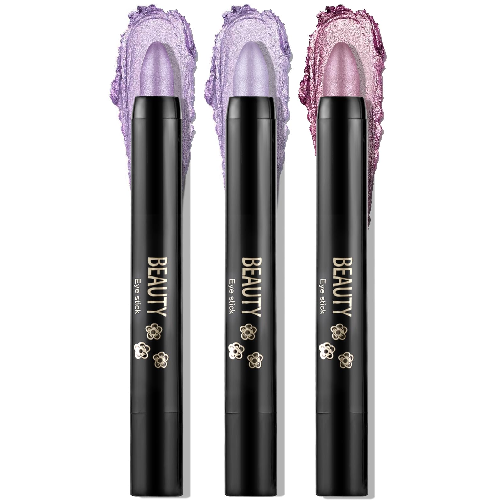 Boobeen 3PCS Cream Eyeshadow Pencil Crayon Waterproof Eyeshadow Brightener Stick Shimmer Eyeshadow Pen Create Glitter Eye Makeup, Easy to Use