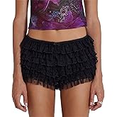 TheFound Women Y2k Lace Bloomers Ruffle Layered Shorts Cute Pumpkin Pants Sexy Low Rise Boyshorts