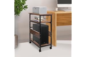 TooCust Computer Tower Stand, Computer & Machine Carts, Computers Towers Floor Stand, PC Towers Shelf, 3-Tier PC Tower Floor Stand with Side Shelf, Mobile Rolling CPU Holder Cart for Home Office