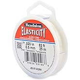 Beadalon Elastic Bracelet Cord - Bead String, 0.5 mm/25 m - Clear | Latex-Free Rubber, Multiple Diameter Options, Fits Seed and Gemstone Beads, Jewelry Repairs and DIY Crafts, Made in USA
