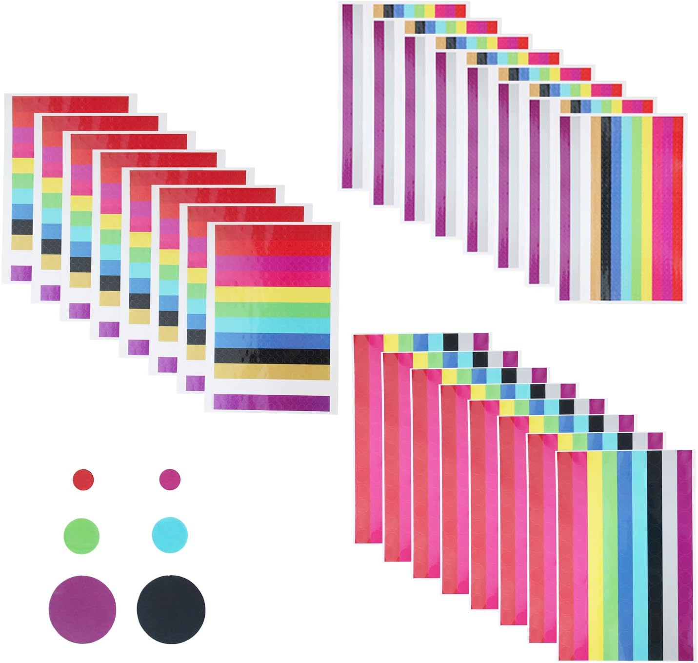 LJY Round Dot Stickers Color Coding Labels, 6mm, 10mm & 19mm Mixed Sizes, Assorted Colors, 24 Sheets, 9360 Dots in Total