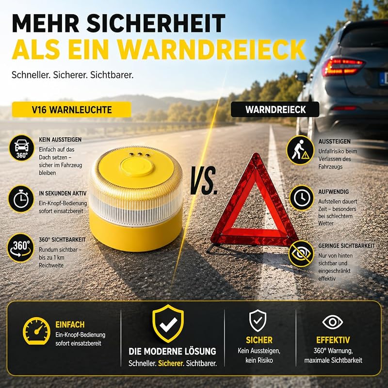 SAFETY v16 warnleuchte auto spanien 2026 dgt 3.0 - für Auto & Motorrad