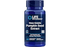 Life Extension Water-Soluble Pumpkin Seed Extract, Promotes Prostate & Urinary Tract Health, Bladder Health Support, Men, Women, Gluten-Free, Non-GMO, Vegetarian, 60 Capsules