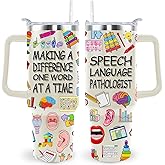 BBsoft 40 Oz Speech Language Pathologist Tumbler Cup Speech Language Pathologist Gifts SLP Stainless Steel Insulated Travel Coffee Mug with Handle Speech Therapist Gifts for Women Men