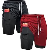 OEBLD Mens Athletic Shorts 2-in-1 Gym Workout Running 7'' Shorts with Towel Loop