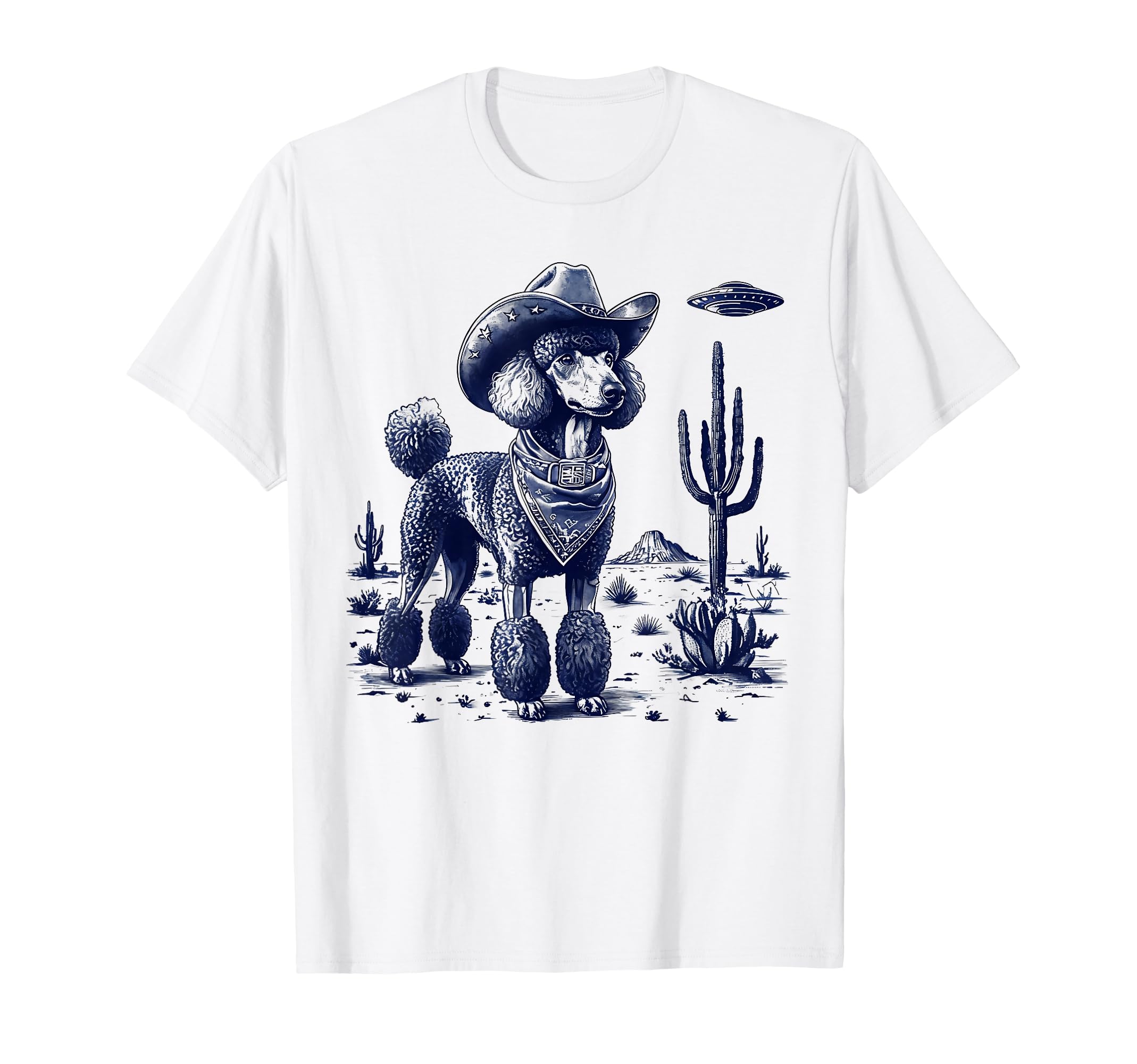Photo 1 of Vintage 90s Western Cowboy Poodle Dog Desert Vibes UFO Rides T-Shirt