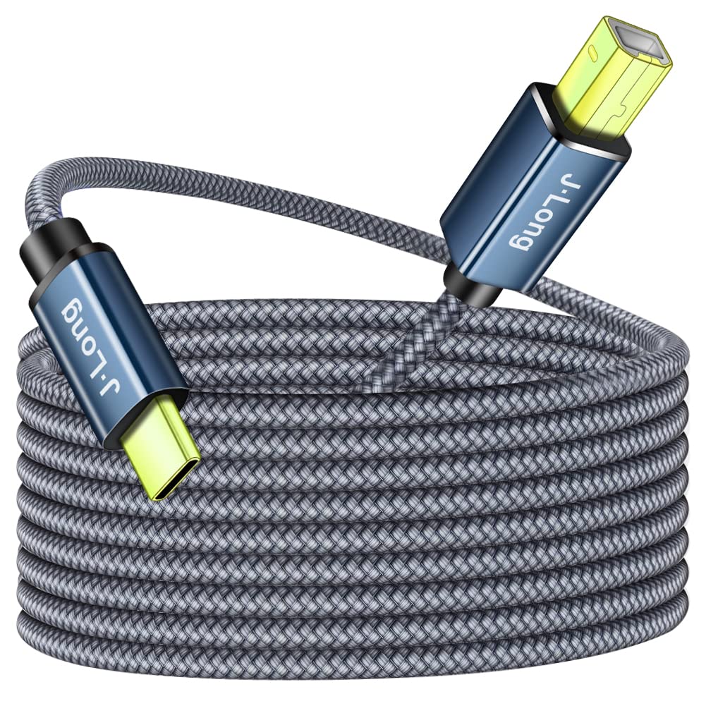 USB C to USB B Printer Cable 2m,Braided High Speed USB Type C to USB 2.0 Type B Printer Scanner Cable Compatible with Brother,HP,Lexmark, Dell, Andriod Phone Laptop etc (2M)