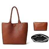 DAILANDO Fashion Woven Tote Bag for Women, Large Capacity Designer Shoulder Weave Hobo Purse
