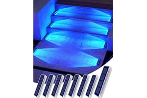 DetarZinLED Solar Step Lights for Outside,8 Pack Solar Stair Lights,Blue Solar Lights for Outside,Solar Deck Lights Waterproof,Outdoor Lights Solar Powered for Deck,Dock,Ground,Path,Walkway,Driveway