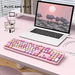 MOFII Wired Full Size USB Keyboard, Colorful Retro