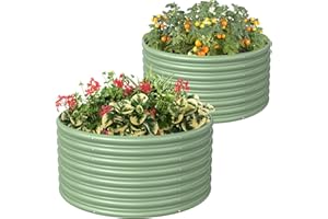 FRIZIONE 2-Pack 3FT(D) x2FT(H) Round Raised Garden Bed Outdoor, Raised Garden Beds for Flower, Raised Planter Box Outdoor for Herb, Vegetable-Light Green