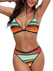 ZAFUL Women's Colorblock Stripes Triangle Bikini