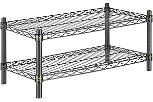 APLSS 14" d x 42" w Black Epoxy Wire Shelving with 2 Tier Shelves, NSF Certified, Height Adjustable, Moist&Dry Environments, for Kitchen Garage Walk-in Cooler&Freezer, 800lbs Capacity