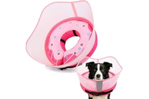 INSPACK Soft Dog Cone Collar, Inflatable Donut Cones Alternative After Surgery with Anti-Lick Shield, for Large/Medium/Small Dogs to Stop Licking, Elizabethan Neck Ecollars of Shame, Comfy Pillow Recovery E