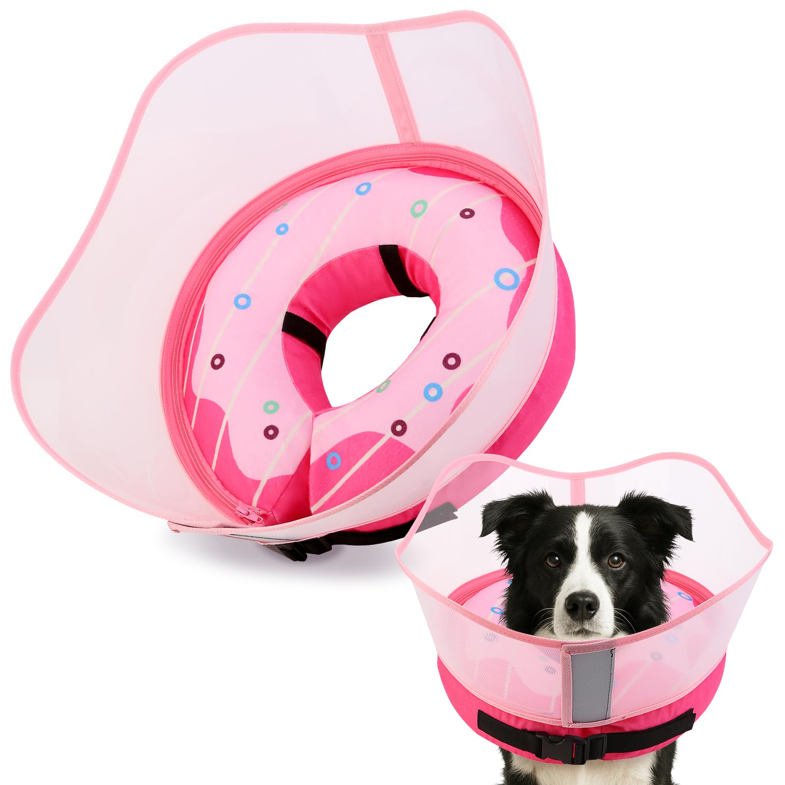 Photo 1 of Soft Dog Cone Collar, Inflatable Donut Cones Alternative After Surgery with Anti-Lick Shield, for Large/Medium/Small Dogs to Stop Licking, Elizabethan Neck Ecollars of Shame, Comfy Pillow Recovery E