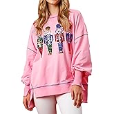 NUFIWI Women Christmas Sequin Graphic Sweatshirts Cute Xmas Santa Oversized Pullovers Funny Holiday Sparkly Tops(Nutcracker Pink,Medium)