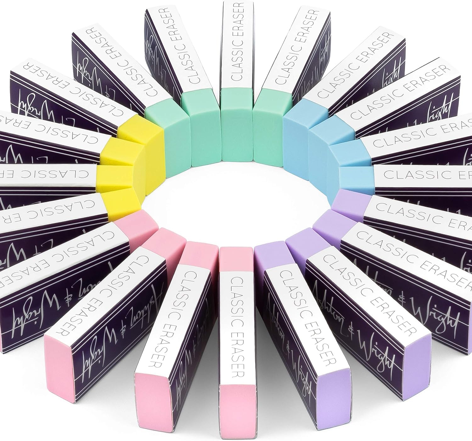 Ashton and Wright - Classic Eraser - Latex Free Plastic Rubber - Pack of 20 Pastel