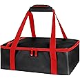 Bodaon Insulated Casserole Carrier for Hot or Cold Food, Fits 9"x13" and 11"x15" Baking Dish with Lid, Insulated Carriers for Transport, Travel Food Warmer Container Bags (Single Decker, Black-Red)