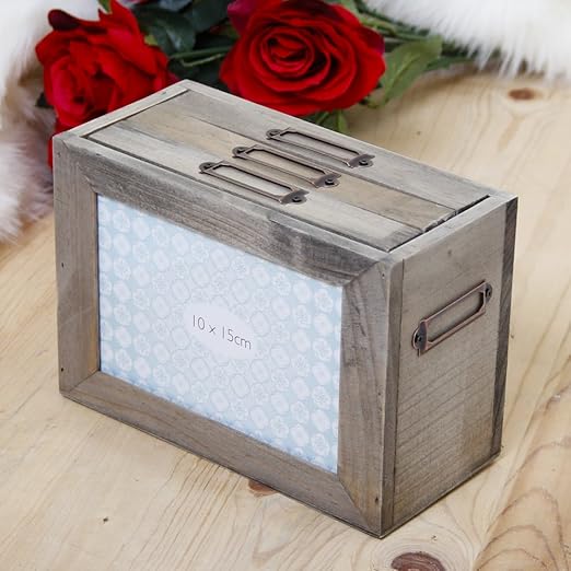 Wooden Photo Album Memory Storage Box 20cm Amazon.co.uk Kitchen & Home