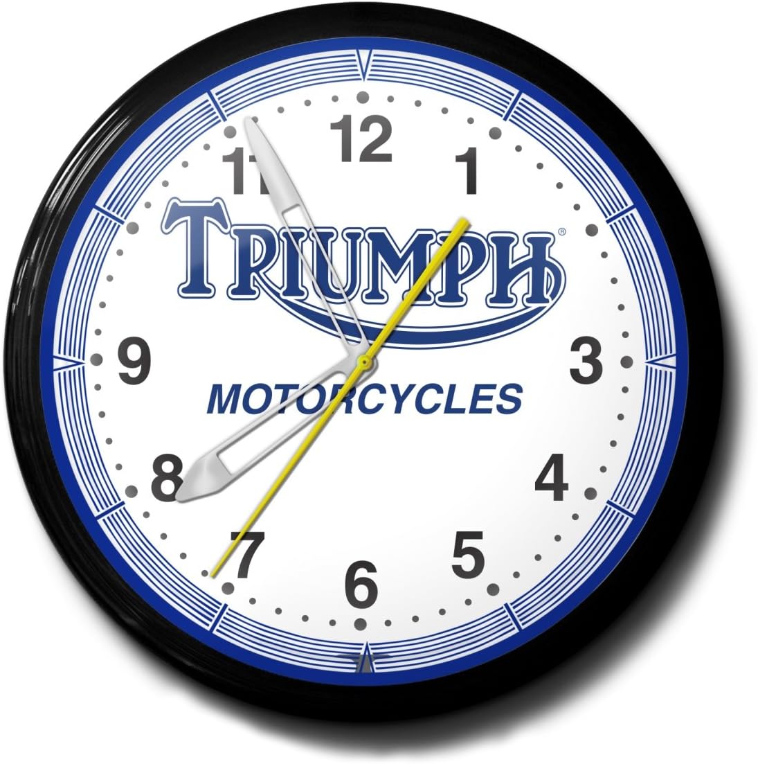 Triumph Motorcycles Blue Emblem Neon Wall Clock 20" Made In USA Spun