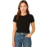 M&M SCRUBS Women's Short Sleeve Y2K Baby Tee Crop Tops Super Stretch Casual, Workout Shorts T-Shirts