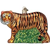 Old World Christmas Tiger Glass Blown Ornament for Christmas Tree, Handcrafted Holiday Decoration, Wildlife Animal Collection