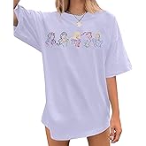 Magical Shirt for Women Embroidered Princess Dress Graphic Oversized T Shirt Women Family Holiday Vacation Tee Tops