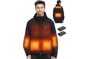 HOTHUGZ Heated Jackets for Men with 12V/20000mAh Battery Pack, Men's Soft Shell Winter Jacket, Outdoor Electric Heated Coat
