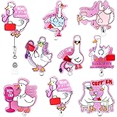 Lerheedi 8 Pcs Silly Goose Nurse Badge Reel Funny Silly Goose Badge Reel with Retractable Clip with Alligator Clip Cute Gifts for Nursing Student Rn LPN CNA Ma Medical Worker Teacher Doctor Nurse Gift