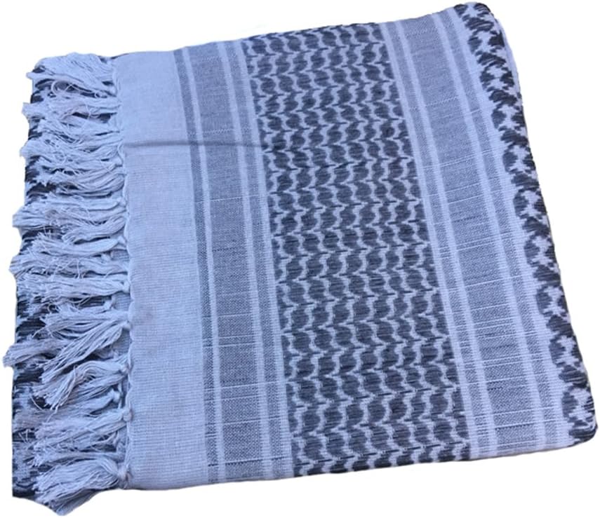 TZSJGL 100% Cotton Military Shemagh Arab Tactical Desert Keffiyeh Thickened Scarf Wrap (Grey)