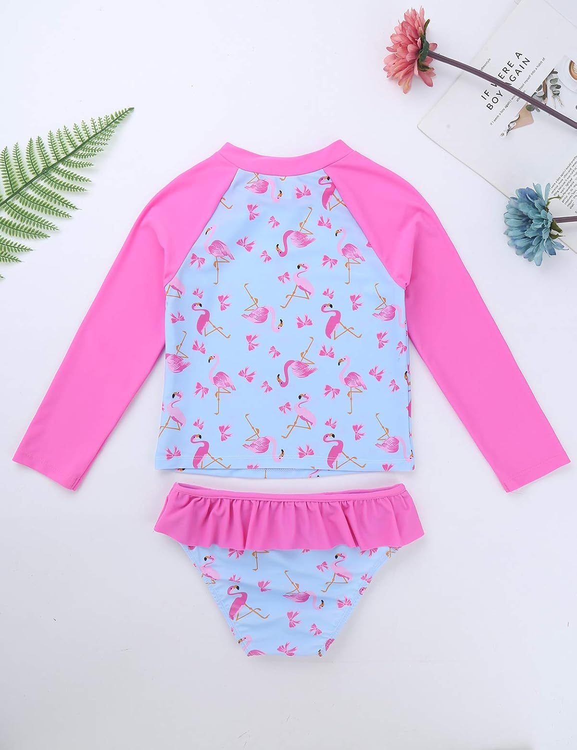 Msemis Bebe Fille Enfant Maillot De Bain Deux Piece Motif Flamant Mignon Maillot De Bain Anti Uv Haut De Bain Manches Longue Culotte Tankini Swimwear 1 8 Ans Fille Vetements Dwteam In
