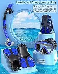 Vengreedo Snorkel Set with Fins, Adult Dry Top